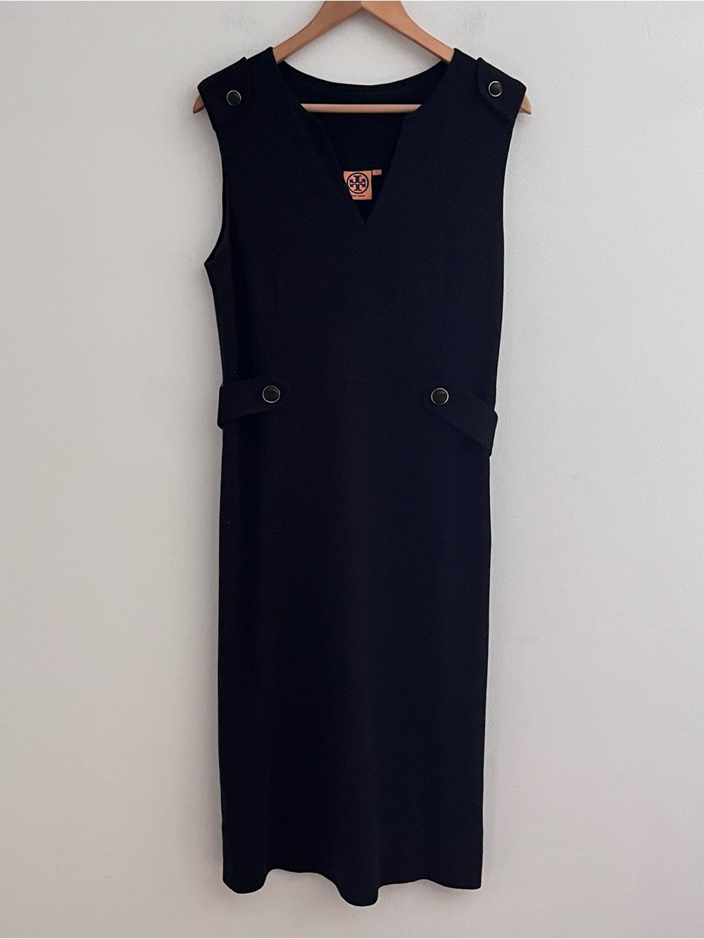 Tory Burch Declan Wool Sheath Dress Black Size Large V-Neck